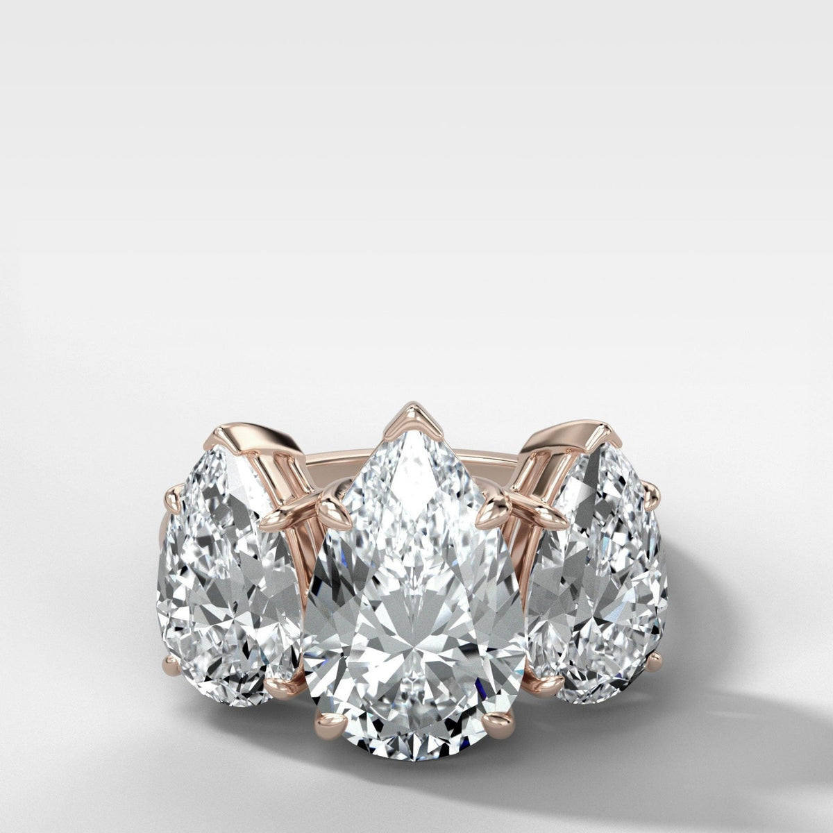 Triad Engagement Ring With Pear Cut Diamonds - GOODSTONE