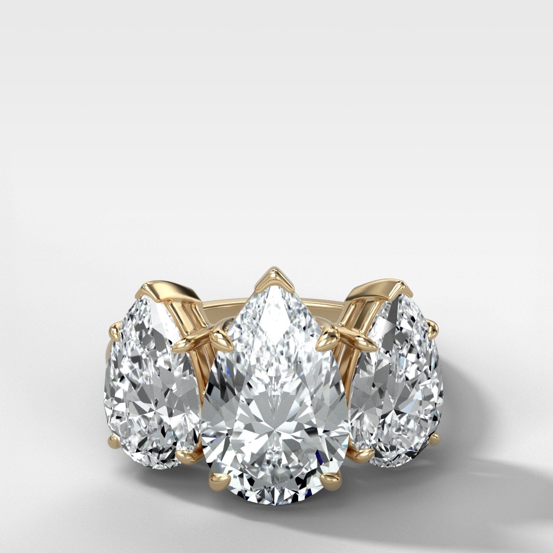 Triad Engagement Ring With Pear Cut Diamonds - GOODSTONE