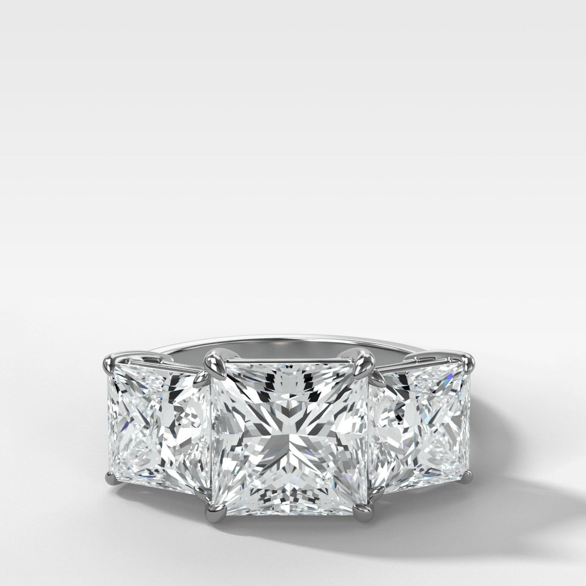 Triad Engagement Ring With Princess Cut Diamonds - GOODSTONE