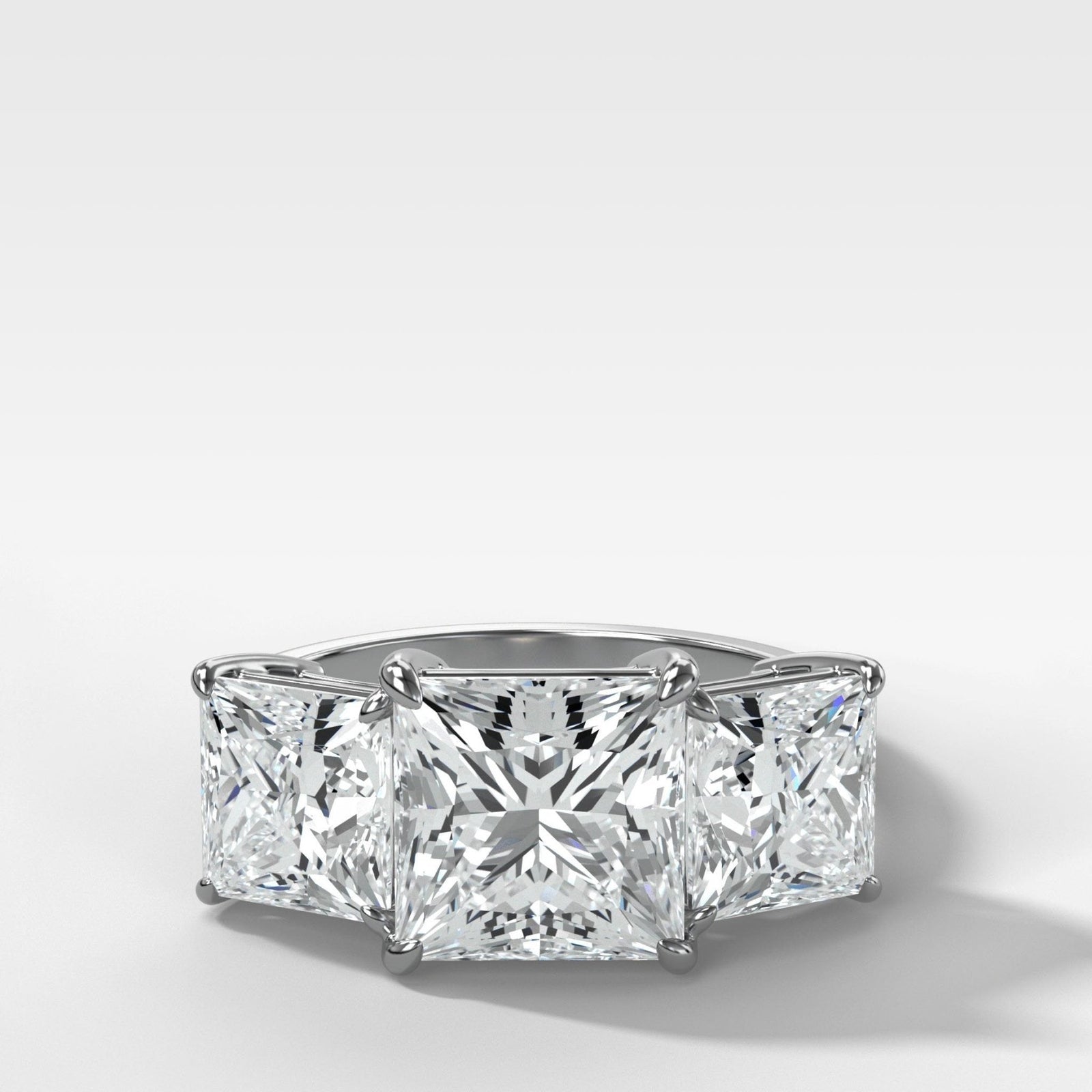 Triad Engagement Ring With Princess Cut Diamonds - GOODSTONE