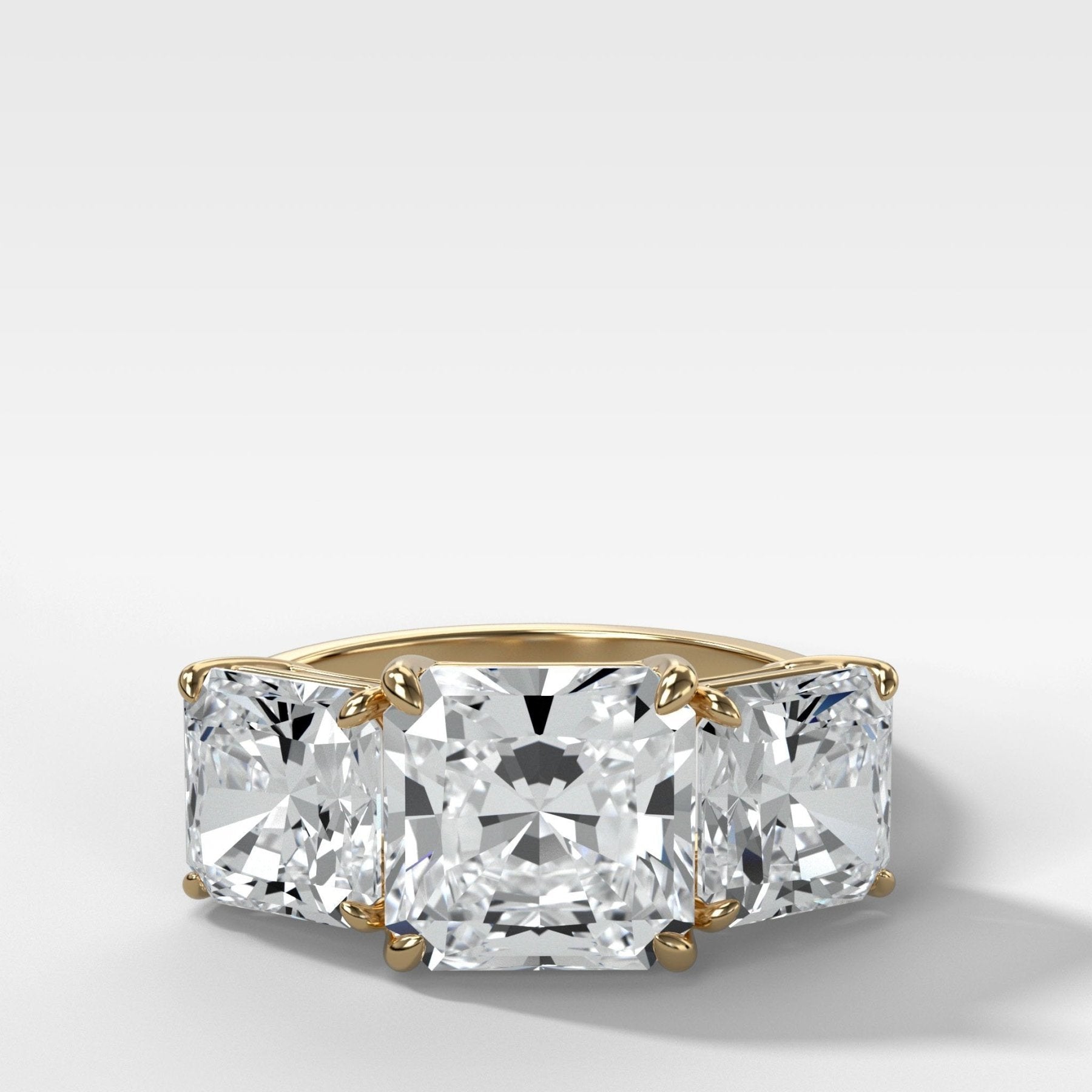 Triad Engagement Ring With Radiant Square Cut Diamonds - GOODSTONE