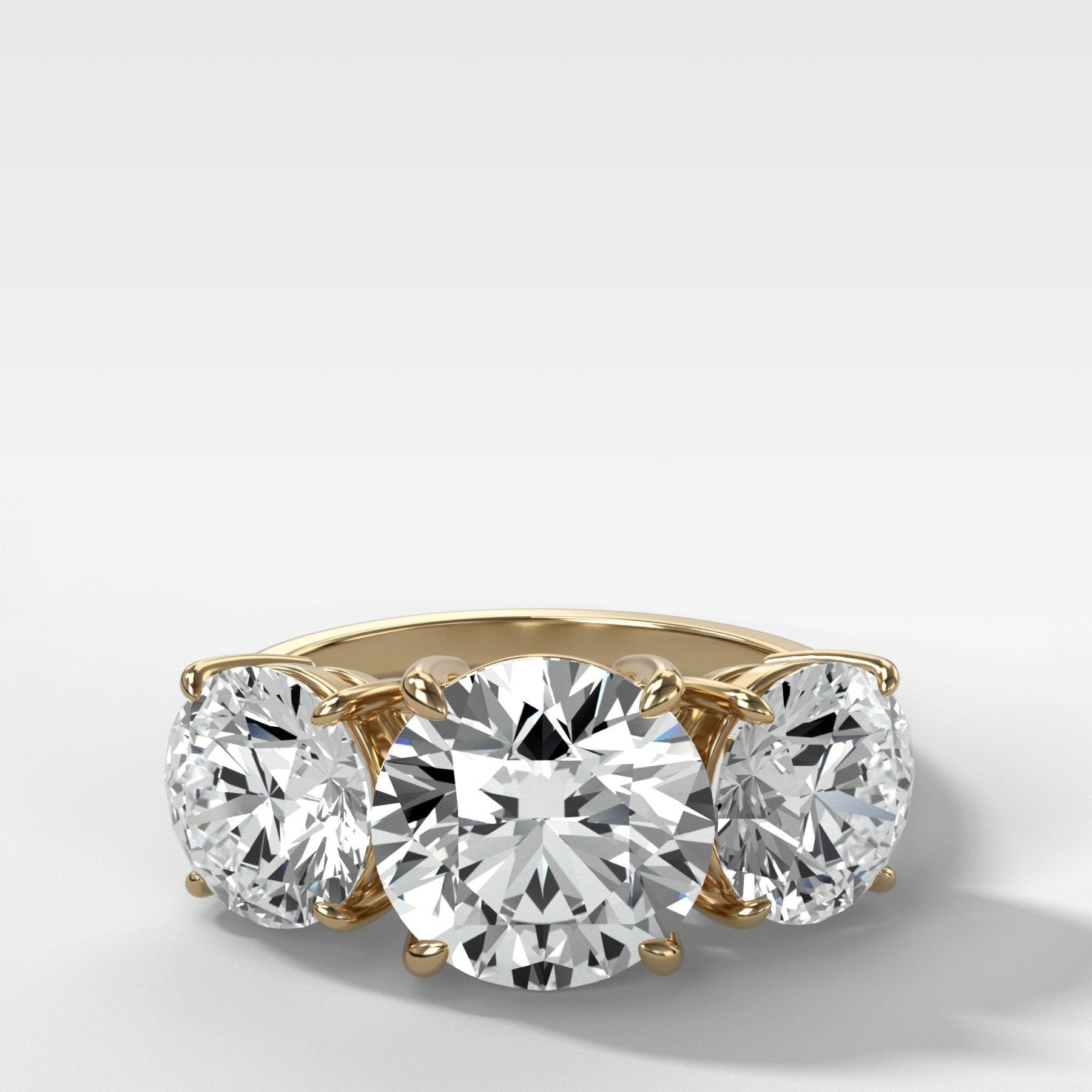Triad Engagement Ring With Round Cut Diamonds - GOODSTONE