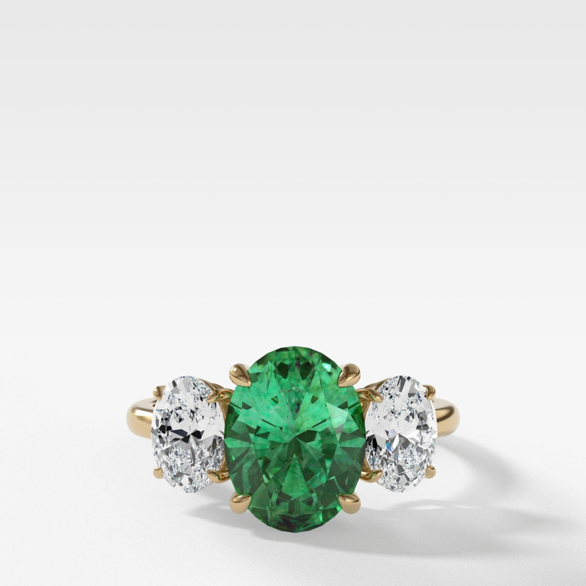 Triad Ring With Oval Cut Green Emerald - GOODSTONE