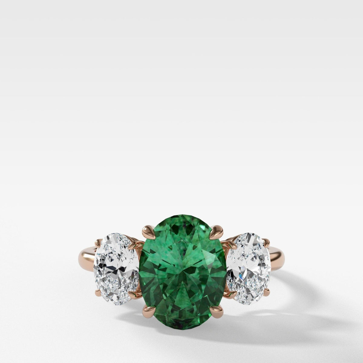 Triad Ring With Oval Cut Green Emerald - GOODSTONE