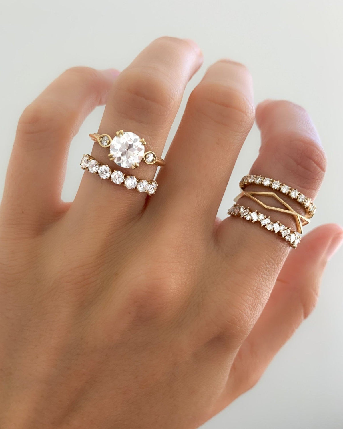 Vintage Ridge Shank Diamond Engagement Ring With Old Euro Cut Diamond - GOODSTONE