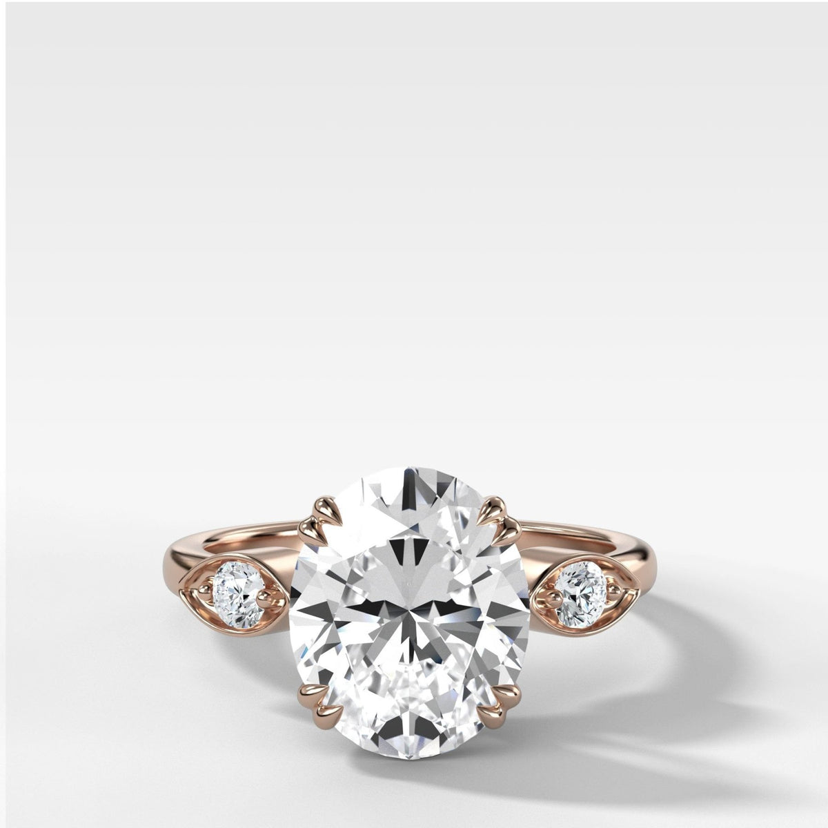 Vintage Ridge Shank Diamond Engagement Ring With Oval Cut Diamond - GOODSTONE