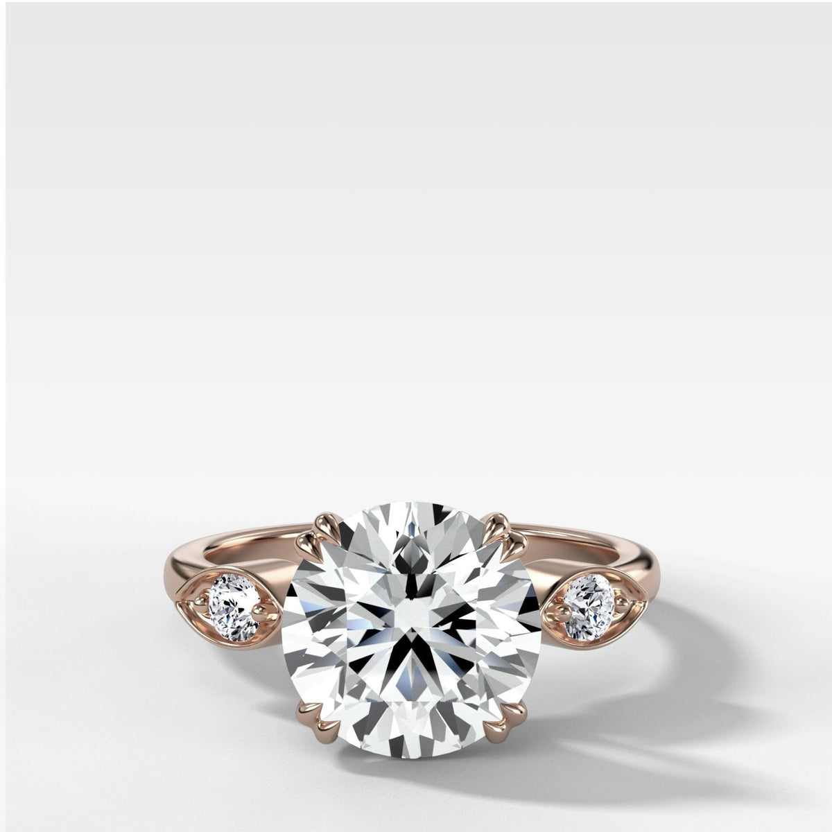 Vintage Ridge Shank Diamond Engagement Ring With Round Cut Diamond - GOODSTONE